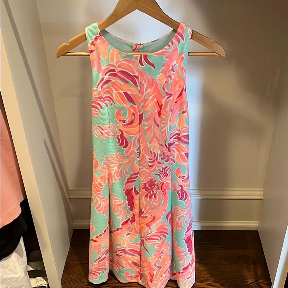 Lilly Pulitzer pink and blue patterned dress size XS 
Like new